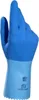 A single blue and light blue glove is shown against a white background. Produktbild-Vorschau