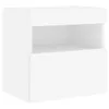 A white TV wall cabinet with an open shelf and a drawer. Produktbild-Vorschau