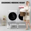 A woman is holding a laundry basket and standing next to a washing machine pedestal. Anteprima dell’immagine prodotto