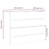 A diagram showing the dimensions of a cabinet with two drawers. Anteprima dell’immagine prodotto
