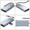 Collage of a USB C hub from different angles, showing its ports and connections. Produktbild-Vorschau