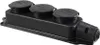 A black multi-outlet power strip with three covered sockets and one input socket, shown on a white background. Produktbild-Vorschau