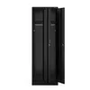A black metal locker with two doors, one of which is partially open. Produktbild-Vorschau