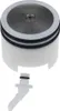 A white plastic coffee machine brewing head with a metal filter and two black O-rings, shown with a separate white plastic spout attachment. Produktbild-Vorschau