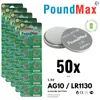 50x AG10 PoundMax Alkaline Knopfzelle/Uhren LR1130, LR54, Produktbild-Vorschau 1