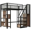 A loft bed with shelves and stairs against a white background. Podgląd zdjęcia produktu