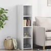 A white highboard with shelves is shown in a room next to a sofa and a basket with a plant. Náhled obrázku produktu
