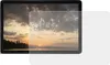 A tablet screen protector is shown partially covering a tablet displaying a sunset. Produktbild-Vorschau