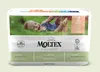 A package of Moltex Pure & Nature diapers with a baby lying on grass. Produktbild-Vorschau