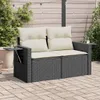 vidaXL Gartensofa mit Kissen 2-Sitzer Schwarz Poly Rattan Produktbild-Vorschau 2