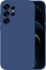 A blue phone case is shown from the back, with the phone screen visible on the right side. Produktbild-Vorschau