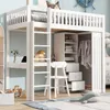 Flieks Lit superposé 90x200cm avec bureau et armoire, lit Voir les images du produit 1