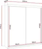 A diagram of a white sliding door wardrobe with dimensions indicated. Produktbild-Vorschau