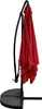 A red cantilever umbrella folded and standing on its base. Anteprima dell’immagine prodotto