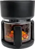 A black and silver air fryer with a glass bowl filled with vegetables. Produktbild-Vorschau