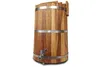 A wooden barrel with a spigot and metal bands, presented against a white background. Produktbild-Vorschau