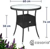 CASARIA® Table de jardin en polyrotin Noir 60 cm résistant Voir les images du produit 2