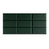 A panel of three by two dark green upholstered wall panels arranged in a grid. Anteprima dell’immagine prodotto
