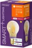 The image shows the retail packaging for a smart LED light bulb. Produktbild-Vorschau