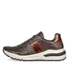 A side view of a brown leather sneaker with a textured pattern and a glossy accent. Produktbild-Vorschau