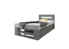 A grey wooden bed frame with a headboard and two drawers, shown against a white background. Produktbild-Vorschau