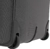 Close-up view of the bottom corner of a gray suitcase, showing two black wheels and protective plastic guards. Náhled obrázku produktu