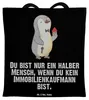 Mr. & Mrs. Panda Tote Bag Immobilienkaufmann Herz - Schwarz Produktbild-Vorschau 1