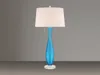 Große LED Jugendstil Tischleuchte mit Glasfuß & Stoffschirm Produktbild-Vorschau 3