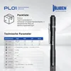 A product advertisement for a WUBEN PL01 LED pen flashlight, showing its specifications and packaging contents. Produktbild-Vorschau