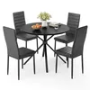BEALIFE Eettafel van rundsleder, 100 cm diameter, met 4 Productafbeelding-voorbeeld 2