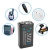A collage of various electronic devices powered by batteries, with a central 9V battery. Produktbild-Vorschau