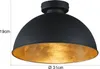 A black ceiling lamp with a gold interior, shown against a white background with dimensions indicated. Anteprima dell’immagine prodotto