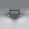 A ceiling light fixture with two adjustable spotlights mounted on a rectangular base, attached to a ceiling. Náhled obrázku produktu