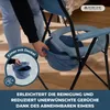 A person is demonstrating how to remove a bucket from a portable toilet chair. Anteprima dell’immagine prodotto