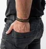 SERASAR | Bracciale in pelle da uomo [Acciaio] con doppia Anteprima dell’immagine prodotto 6