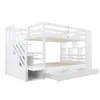 A white bunk bed with stairs and storage drawers, shown from a side-diagonal angle against a white background. Anteprima dell’immagine prodotto