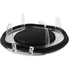 A close-up studio shot of a clear plastic dustbin lid with a black rubber seal and clear plastic clips, set against a white background. Produktbild-Vorschau