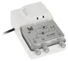 A white electronic device with a silver metal component, likely an antenna amplifier or splitter, is shown against a white background. Voir les images du produit