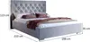 A grey upholstered double bed with a tufted headboard, shown from a side angle with dimensions indicated. Produktbild-Vorschau