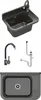 A collage of images showing a sink, a faucet, and plumbing parts. Náhled obrázku produktu