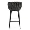 A gray bar stool with a braided seat and black legs is shown against a white background. Podgląd zdjęcia produktu