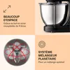 A collage of images showing a kitchen mixer and its features. Voir les images du produit