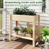 A wooden raised garden bed with plants on a deck. Podgląd zdjęcia produktu