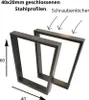 Two black metal table legs are shown on a white background with dimensions indicated. Produktbild-Vorschau