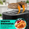 A black toaster with bread on top, with promotional text and graphics overlayed. Anteprima dell’immagine prodotto