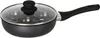 A black frying pan with a glass lid and an egg insert is shown against a white background. Voir les images du produit