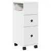 vidaXL Mobile da bagno stretto con rotelle in legno bianco Anteprima dell’immagine prodotto 1