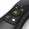 A close-up view of a black wireless laser presenter with a green illuminated star-shaped button and other control buttons. Voir les images du produit