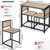 A diagram showing the dimensions of a 3-piece dining set, including a table and two stools. The diagram includes measurements in centimeters for the overall dimensions, seat dimensions, and height of the table and chairs. It also lists the load capacity an Náhled obrázku produktu