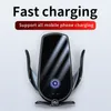 A black wireless car charger with a glowing blue charging indicator is mounted on a white background. Text above the charger advertises "Fast charging" and "Support all mobile phone charging". Produktbild-Vorschau